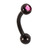 Black Steel Single Jewelled Micro Curved Barbell 1.2mm 12mm, Fuchsia - alternative image