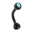 Black Titanium Double Jewelled Micro Curved Barbells 1.2mm 1.2mm, 6mm, 3mm, Turquoise - alternative image
