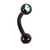 Black Titanium Double Jewelled Micro Curved Barbells 1.2mm 1.2mm, 8mm, 3mm, Light Blue - alternative image