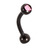 Black Titanium Double Jewelled Micro Curved Barbells 1.2mm 1.2mm, 12mm, 3mm, Pink - alternative image