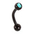 Black Titanium Single Jewelled Micro Curved Barbells 1.2mm 1.2mm 6mm, 3mm, Turquoise - alternative image