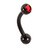Black Titanium Single Jewelled Micro Curved Barbells 1.2mm 1.2mm 12mm, 3mm, Red - alternative image