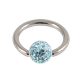 Steel BCR with Smooth Glitzy Ball 1.2mm, 10mm, Light Blue