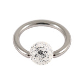 Steel BCR with Smooth Glitzy Ball 1.2mm, 11mm, Crystal Clear