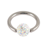 Steel BCR with Smooth Glitzy Ball 1.2mm, 12mm, Crystal AB