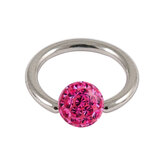 Steel BCR with Smooth Glitzy Ball 1.8mm, 8mm, Fuchsia