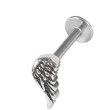 Steel Labret with Cast Steel Attachment 1.6mm 1.6mm, 7mm, Angel Wing