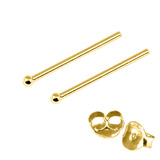Gold Plated Silver Ear Studs with Ball GP-ST4 GP-ST5 GP-ST6 GP-ST7 GP-ST21 GP-ST23 - SKU 22856