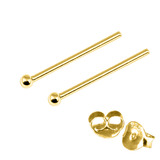 Gold Plated Silver Ear Studs with Ball GP-ST4 GP-ST5 GP-ST6 GP-ST7 GP-ST21 GP-ST23 - SKU 22857