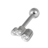 Steel Micro Barbell with Cast Steel Triple Jewel 1.2mm 10 / Crystal Clear