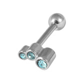 Steel Micro Barbell with Cast Steel Triple Jewel 1.2mm 10 / Light Blue