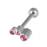 Steel Micro Barbell with Cast Steel Triple Jewel 1.2mm 7 / Pink