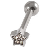 Steel Barbell with Cast Steel Jewelled Star 1.6 / 16 / Crystal Clear