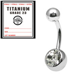 Sterile Titanium Jewelled Belly Bars - SKU 23034