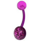Bioflex Belly Bar - Sparkly Purple with Purple / 1.6mm x 10mm (Standard Size)