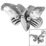 Steel Threaded Attachment - 1.2mm Steel Cast Claw Set Jewelled Butterfly - SKU 23095