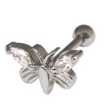 Steel Cast Claw Set Jewelled Butterfly Micro Bar 1.2mm, 9mm