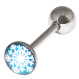Steel Logo Tongue Bars (8mm Disk) Christmas Xmas 1.6mm, 14mm, 8mm, Snowflake