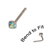 Crystal Nose Stud (Bend to fit) (ST11 ST12 ST13) 1.5mm Gem, Aqua AB, Single Bend-to-Fit Stud (ST11)