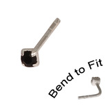 Crystal Nose Stud (Bend to fit) (ST11 ST12 ST13) 1.5mm Gem, Jet Black, Single Bend-to-Fit Stud (ST11)