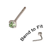 Crystal Nose Stud (Bend to fit) (ST11 ST12 ST13) 1.5mm Gem, Light Green, Single Bend-to-Fit Stud (ST11)