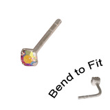 Crystal Nose Stud (Bend to fit) (ST11 ST12 ST13) 1.5mm Gem, Rose AB, Single Bend-to-Fit Stud (ST11)