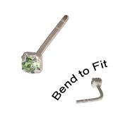 Crystal Nose Stud (Bend to fit) (ST11 ST12 ST13) 2.0mm Gem, Light Green, Single Bend-to-Fit Stud (ST12)