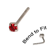 Crystal Nose Stud (Bend to fit) (ST11 ST12 ST13) 2.0mm Gem, Red, Single Bend-to-Fit Stud (ST12)