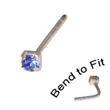 Crystal Nose Stud (Bend to fit) (ST11 ST12 ST13) 2.0mm Gem, Sapphire Blue, Single Bend-to-Fit Stud (ST12)