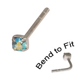 Crystal Nose Stud (Bend to fit) (ST11 ST12 ST13) 2.5mm Gem, Aqua AB, Single Bend-to-Fit Stud (ST13)