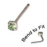 Crystal Nose Stud (Bend to fit) (ST11 ST12 ST13) 2.5mm Gem, Light Green, Single Bend-to-Fit Stud (ST13)