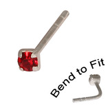 Crystal Nose Stud (Bend to fit) (ST11 ST12 ST13) 2.5mm Gem, Red, Single Bend-to-Fit Stud (ST13)