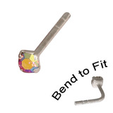 Crystal Nose Stud (Bend to fit) (ST11 ST12 ST13) 2.5mm Gem, Rose AB, Single Bend-to-Fit Stud (ST13)
