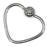 Steel Jewelled Continuous Heart Rings 1 / 10 / Aqua AB