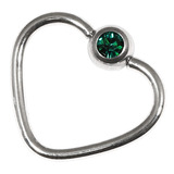 Steel Jewelled Continuous Heart Rings 1 / 10 / Dark Green
