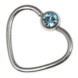 Steel Jewelled Continuous Heart Rings 1 / 10 / Light Blue