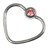 Steel Jewelled Continuous Heart Rings 1 / 10 / Light Pink