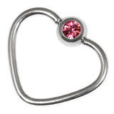 Steel Jewelled Continuous Heart Rings 1 / 10 / Pink