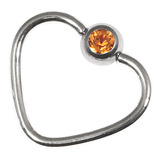 Steel Jewelled Continuous Heart Rings 1.2 / 10 / Amber
