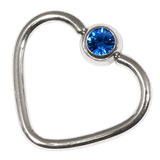 Steel Jewelled Continuous Heart Rings 1.2 / 10 / Capri Blue