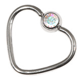 Steel Jewelled Continuous Heart Rings 1.2 / 10 / Crystal AB