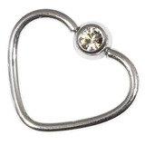 Steel Jewelled Continuous Heart Rings 1.2 / 10 / Crystal Clear