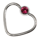 Steel Jewelled Continuous Heart Rings 1.2 / 10 / Fuchsia