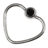 Steel Jewelled Continuous Heart Rings 1.2 / 10 / Jet Black