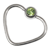 Steel Jewelled Continuous Heart Rings 1.2 / 10 / Light Green