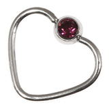 Steel Jewelled Continuous Heart Rings 1.2 / 10 / Purple
