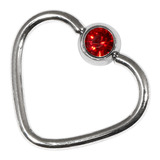 Steel Jewelled Continuous Heart Rings 1.2 / 10 / Red