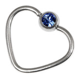Steel Jewelled Continuous Heart Rings 1.2 / 10 / Sapphire Blue