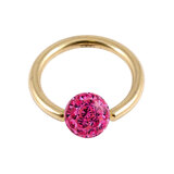 Zircon Steel BCR with Smooth Glitzy Ball (Gold colour PVD) 1.2mm 1.2mm, 8mm, 4mm, Fuchsia