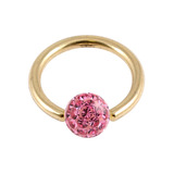 Zircon Steel BCR with Smooth Glitzy Ball (Gold colour PVD) 1.2mm 1.2mm, 10mm, 4mm, Pink